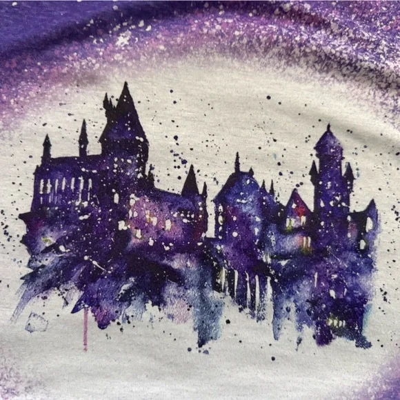 Purple Bleach-Dye Hogwarts Tee - Picture 2 of 3